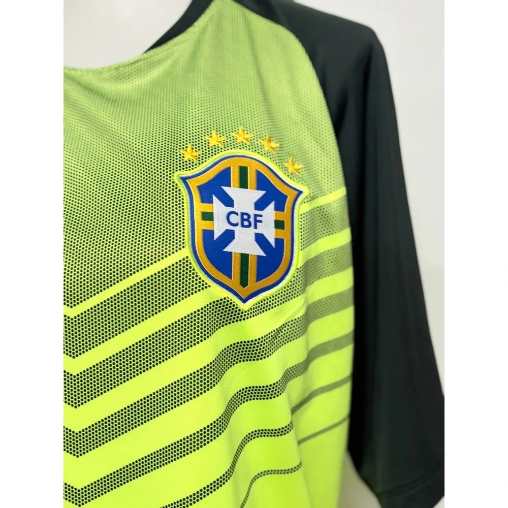 Nike Brazil CBF Training Jersey XL Volt Black Dri-FIT Soccer Shirt BRASIL